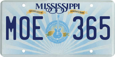 MS license plate MOE365