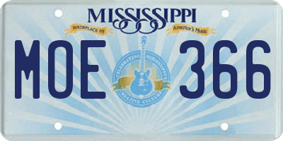 MS license plate MOE366