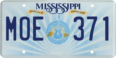 MS license plate MOE371