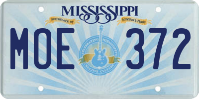 MS license plate MOE372