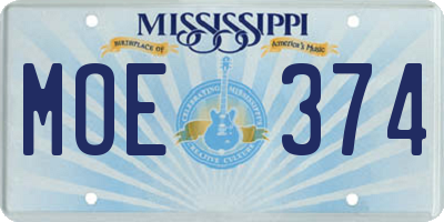 MS license plate MOE374