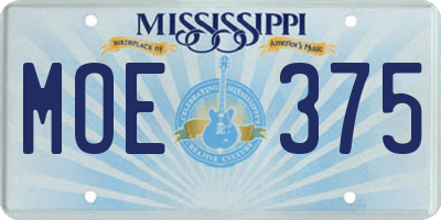 MS license plate MOE375