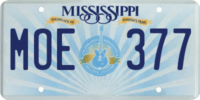 MS license plate MOE377
