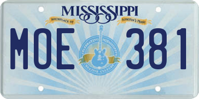 MS license plate MOE381