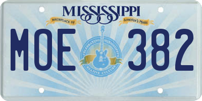 MS license plate MOE382