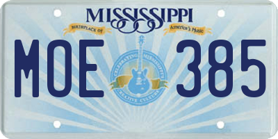 MS license plate MOE385