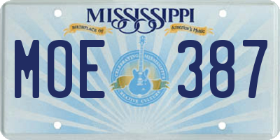 MS license plate MOE387