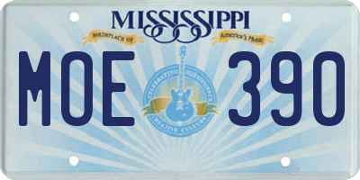 MS license plate MOE390