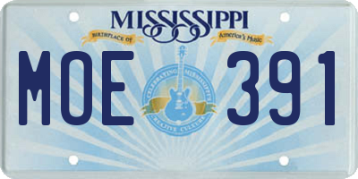 MS license plate MOE391