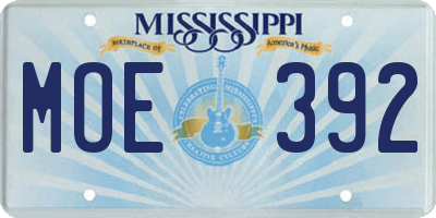 MS license plate MOE392