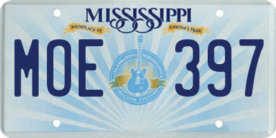 MS license plate MOE397