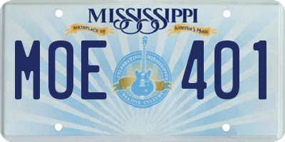 MS license plate MOE401