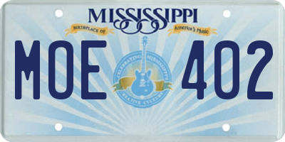 MS license plate MOE402