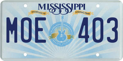 MS license plate MOE403