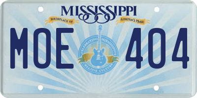 MS license plate MOE404