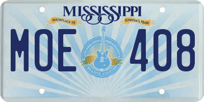 MS license plate MOE408