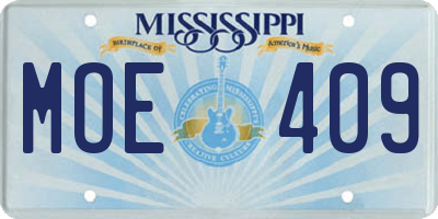 MS license plate MOE409