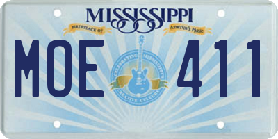 MS license plate MOE411