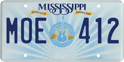 MS license plate MOE412