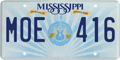 MS license plate MOE416