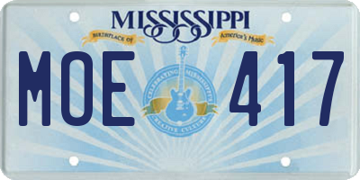 MS license plate MOE417