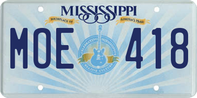 MS license plate MOE418
