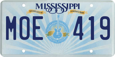 MS license plate MOE419