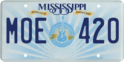 MS license plate MOE420