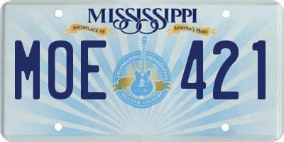 MS license plate MOE421