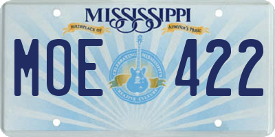 MS license plate MOE422