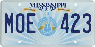 MS license plate MOE423
