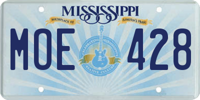 MS license plate MOE428