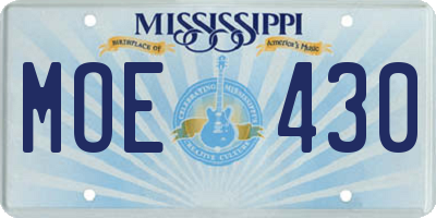 MS license plate MOE430