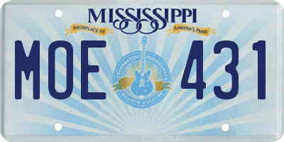 MS license plate MOE431