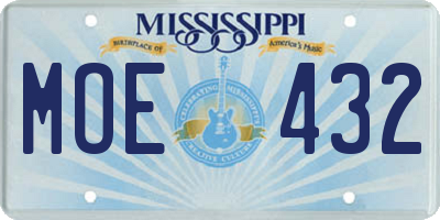 MS license plate MOE432