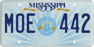 MS license plate MOE442