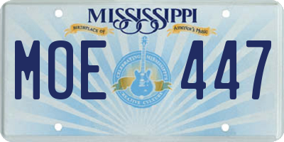 MS license plate MOE447