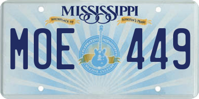 MS license plate MOE449