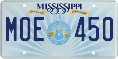 MS license plate MOE450