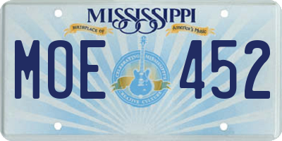 MS license plate MOE452