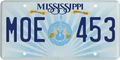 MS license plate MOE453
