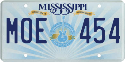 MS license plate MOE454