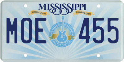 MS license plate MOE455