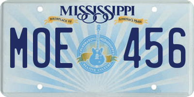 MS license plate MOE456