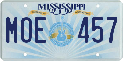 MS license plate MOE457