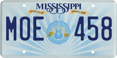 MS license plate MOE458