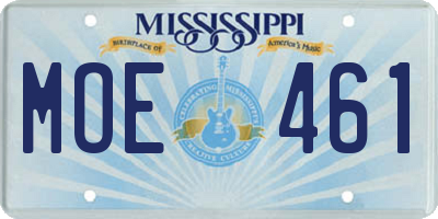 MS license plate MOE461