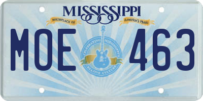 MS license plate MOE463