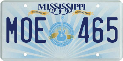 MS license plate MOE465