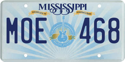 MS license plate MOE468